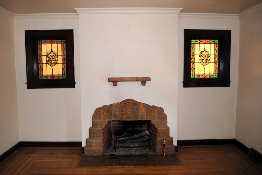 The original mantel and tile